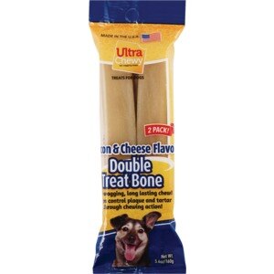 Ultra Chewy Double Treat Bone For Dogs, Bacon & Cheese Flavor, 2 Ct , CVS