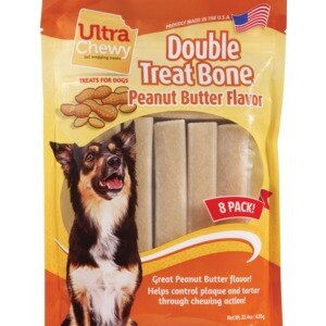 Ultra Chewy Double Treat Bone For Dogs, Peanut Butter Flavor, 8 Ct , CVS