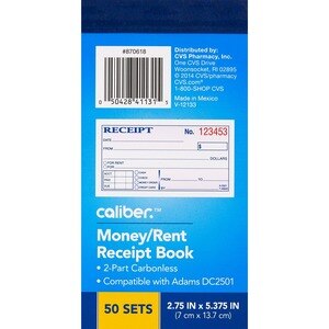 Caliber Money/Rent Receipt Book - 50 Ct , CVS