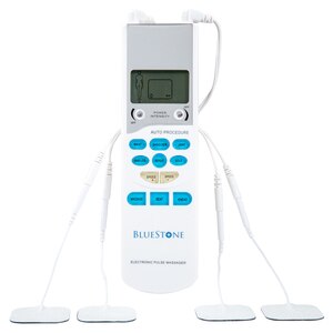  Bluestone TENS Unit Handheld Electronic Pulse Massager with 8 Pads 