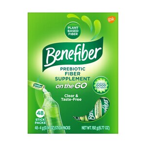 Benefiber Prebiotic Fiber Supplement Unflavored Powder Stick Packs, 48 CT