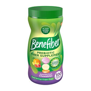Benefiber Chewable Prebiotic Fiber Supplement Tablets, Assorted Fruit Flavors, 100 CT