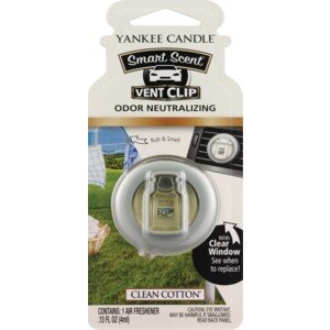 Yankee Candle Smart Scent Odor Neutralizing Car Vent Clip Air Freshener, Clean Cotton , CVS
