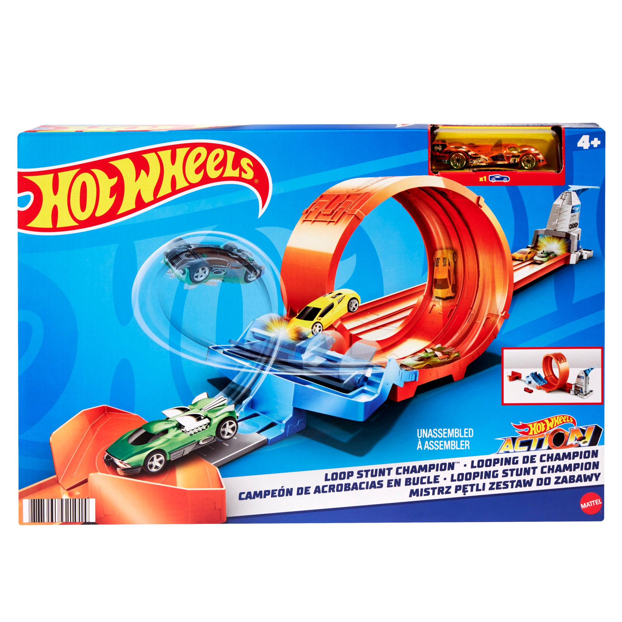 ​Hot Wheels® Loop Stunt Champion™ Track Set with Dual-Track Loop, Dual  Launch, Spring Ramp & 1 Hot Wheels® Car for Kids 4 Years Old & Older