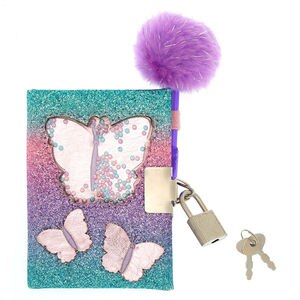 Claire's Club Rainbow Butterfly Lock Diary