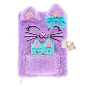 Claire's Glitter Purple Lock Plush Diary