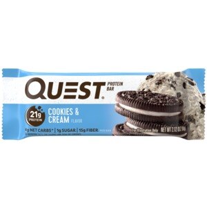 Quest Nutrition Cookies & Cream Protein Bar, High Protein, Low Carb, Gluten Free, Keto Friendly, Single