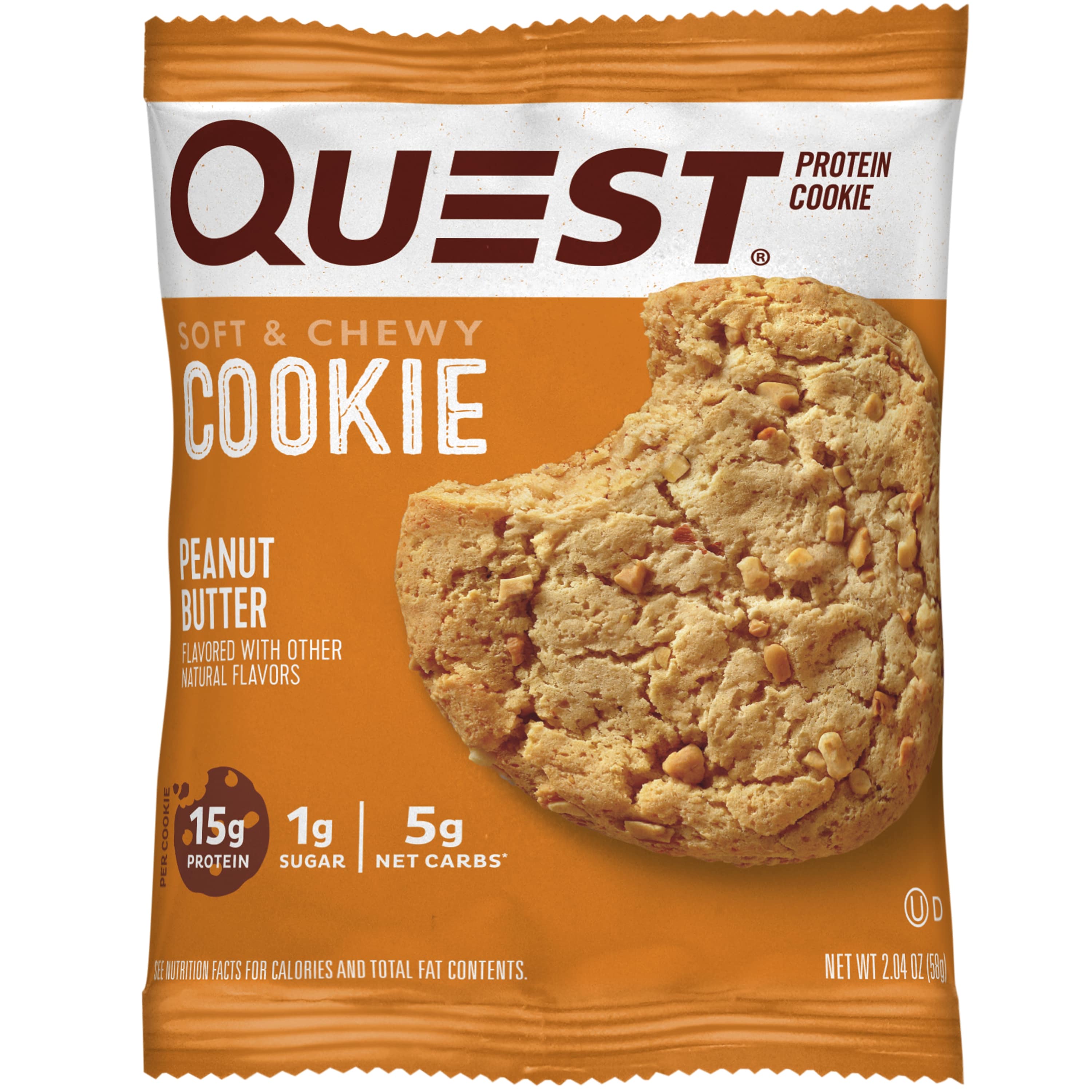 Quest Nutrition Peanut Butter Protein Cookie, High Protein, Low Carb, Gluten Free,single