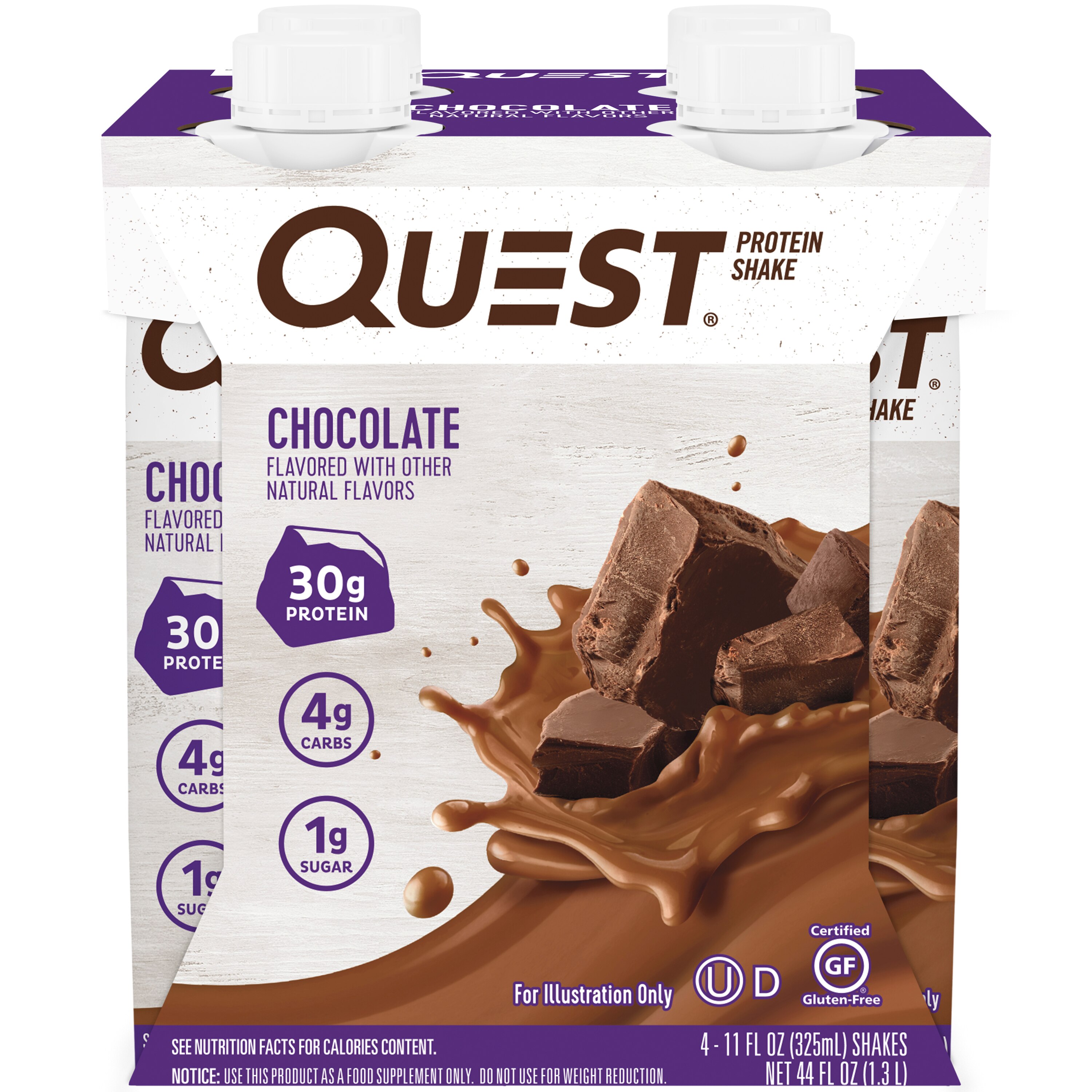 Quest Nutrition Ready to Drink Chocolate Protein Shake, High Protein, Low Carb, Gluten Free, Keto Friendly, 4 Count