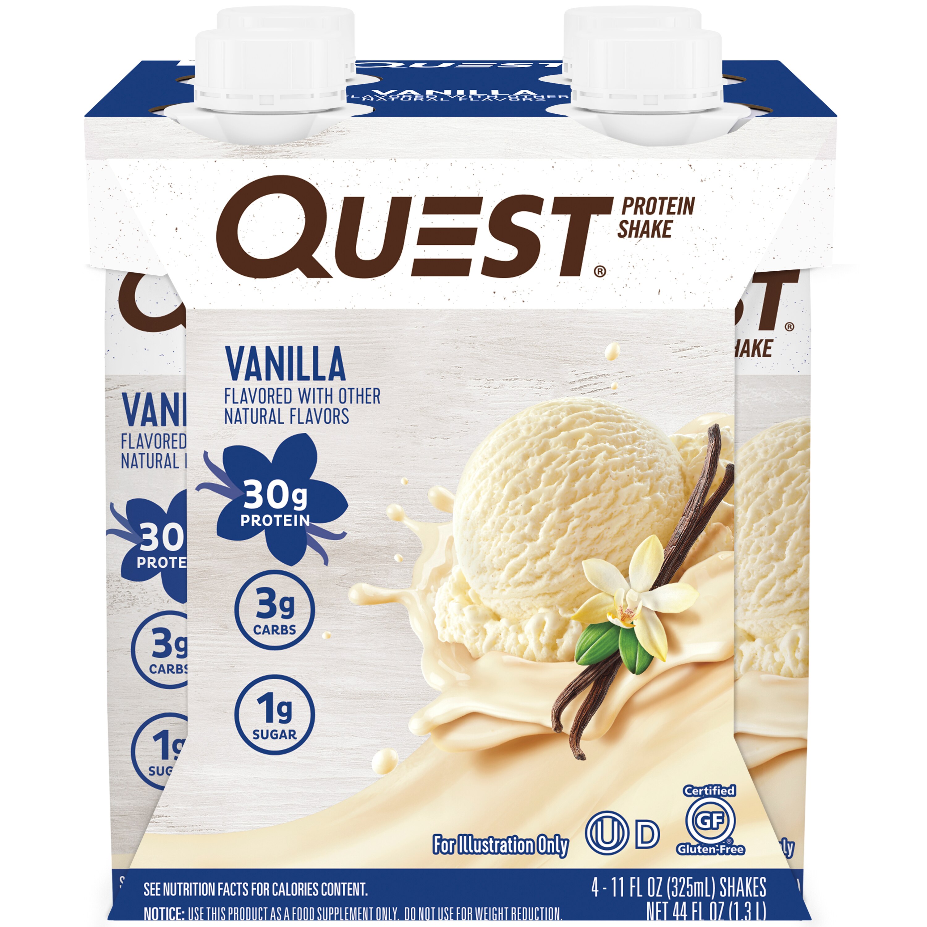 Quest Nutrition Vanilla Protein Shake, High Protein, Low Carb, Gluten Free, Keto Friendly, 4 Count