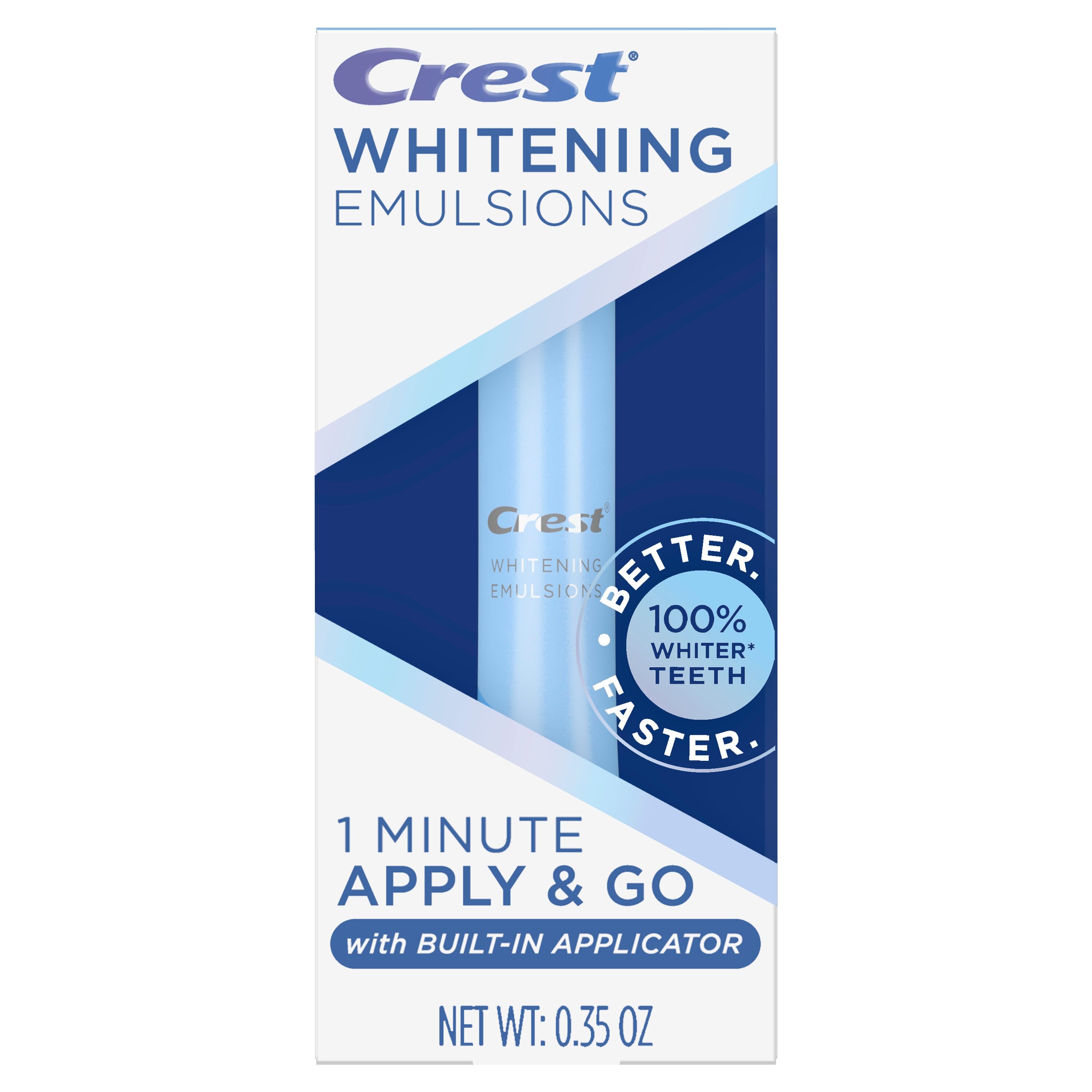 Crest Whitening Emulsions On-the-Go Leave-on Teeth Whitening Treatment with Built-In Applicator, 0.35 oz (10 g)