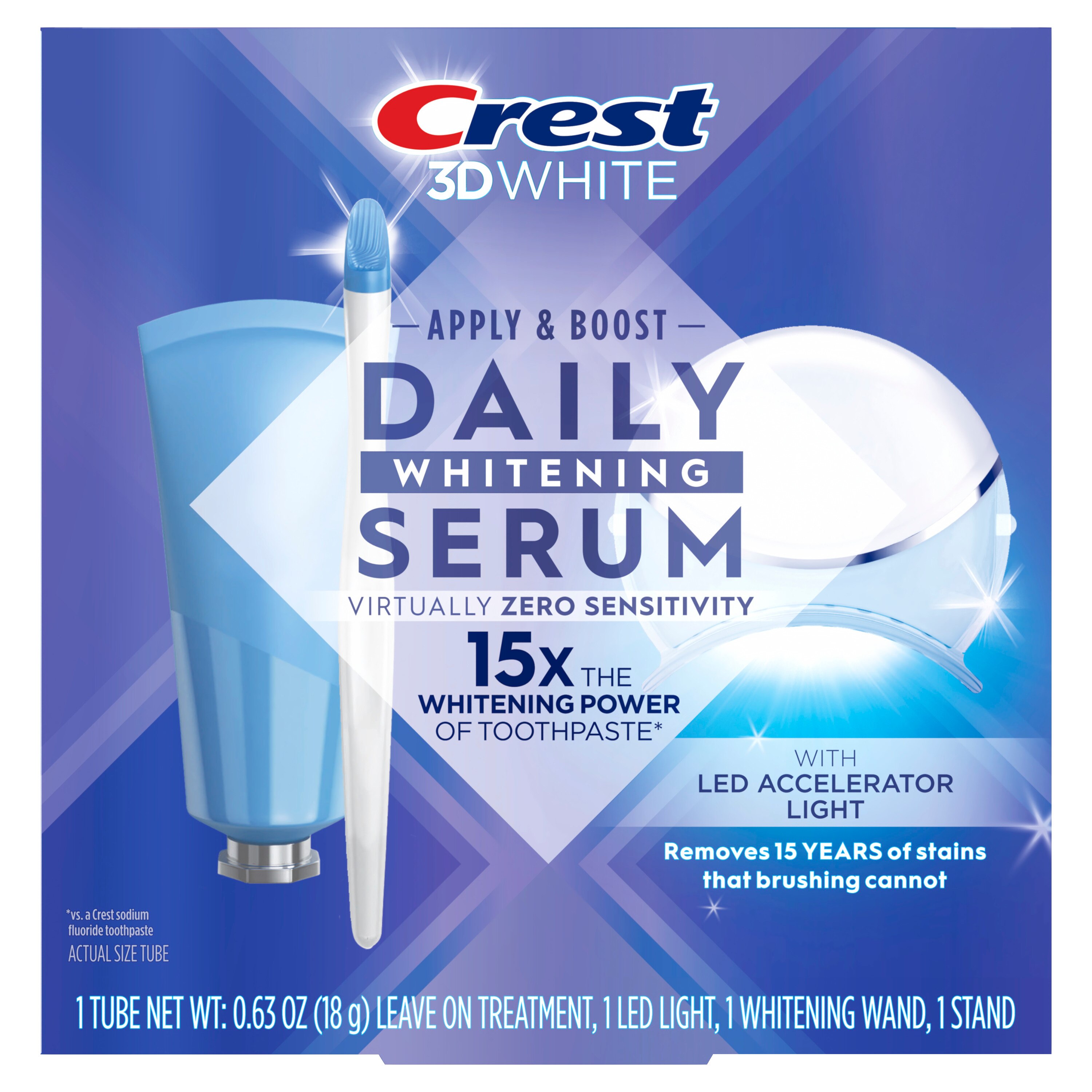 Crest Whitening Emulsions Leave-on Teeth Whitening Treatment with LED Accelerator Light, .63 oz