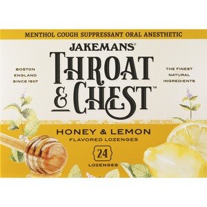 Jakemans Throat & Chest Lozenges Honey & Lemon, 24CT