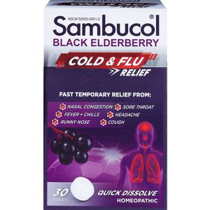 Sambucol Black Elderberry Cold & Flu Relief Tablets, 30 CT