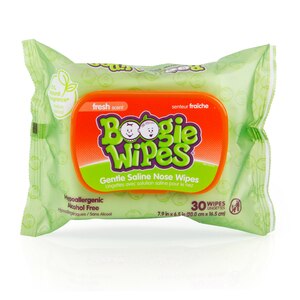 Boogie Wipes Saline Nose Wipes, 30 CT