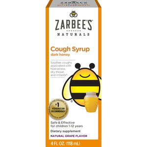 Zarbee's Naturals Children's Cough Syrup with Dark Honey, Grape, 4 Oz.