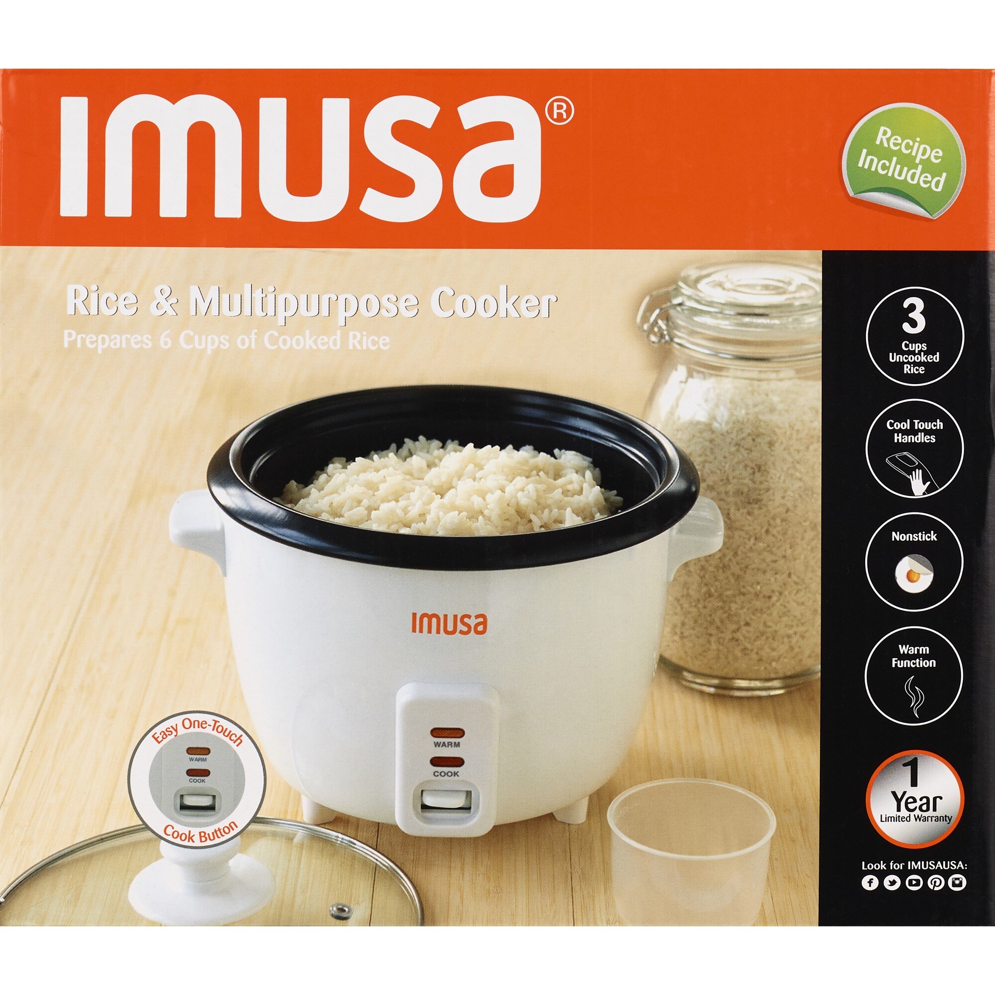 IMUSA Electric Rice Cooker With Spoon And Cup, 3 CUP , CVS