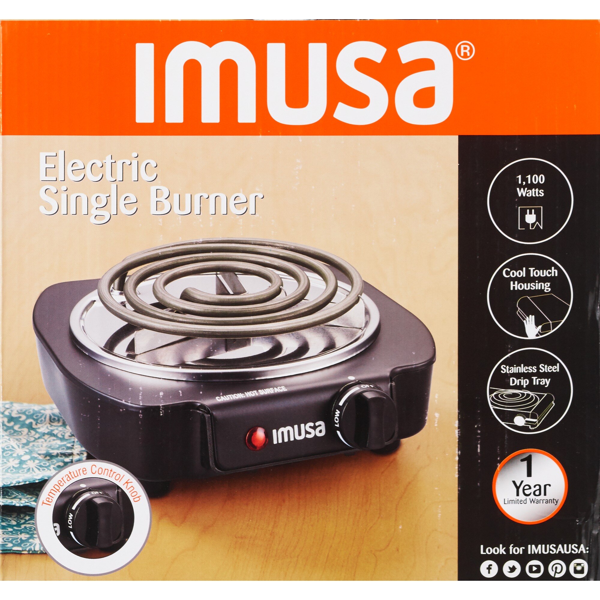 IMUSA Single Electric Burner, Adjustable Knob , CVS