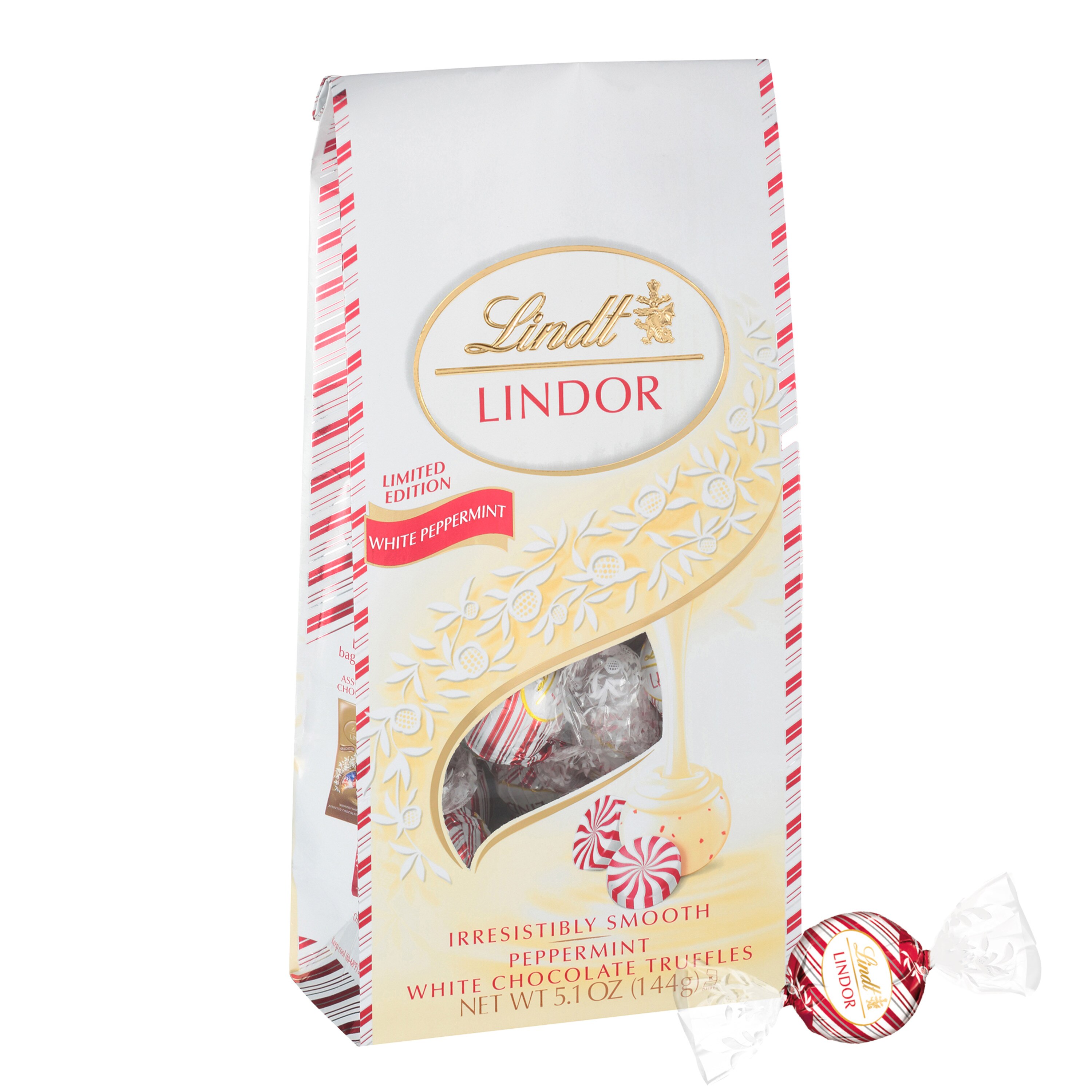 Lindt LINDOR White Chocolate Peppermint Truffles with Smooth Peppermint Truffle Center, 5.1 oz. Bag