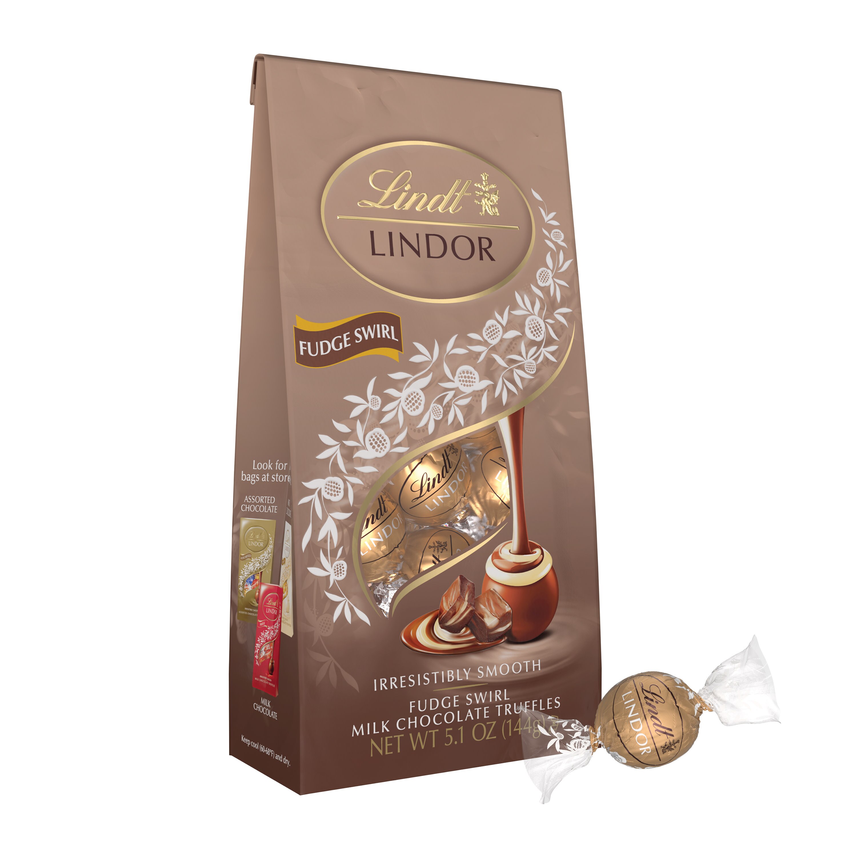 Lindt LINDOR Fudge Swirl Milk Chocolate Candy Truffles, Chocolates With Smooth, Melting Truffle Center, 5.1 Oz. Bag , CVS