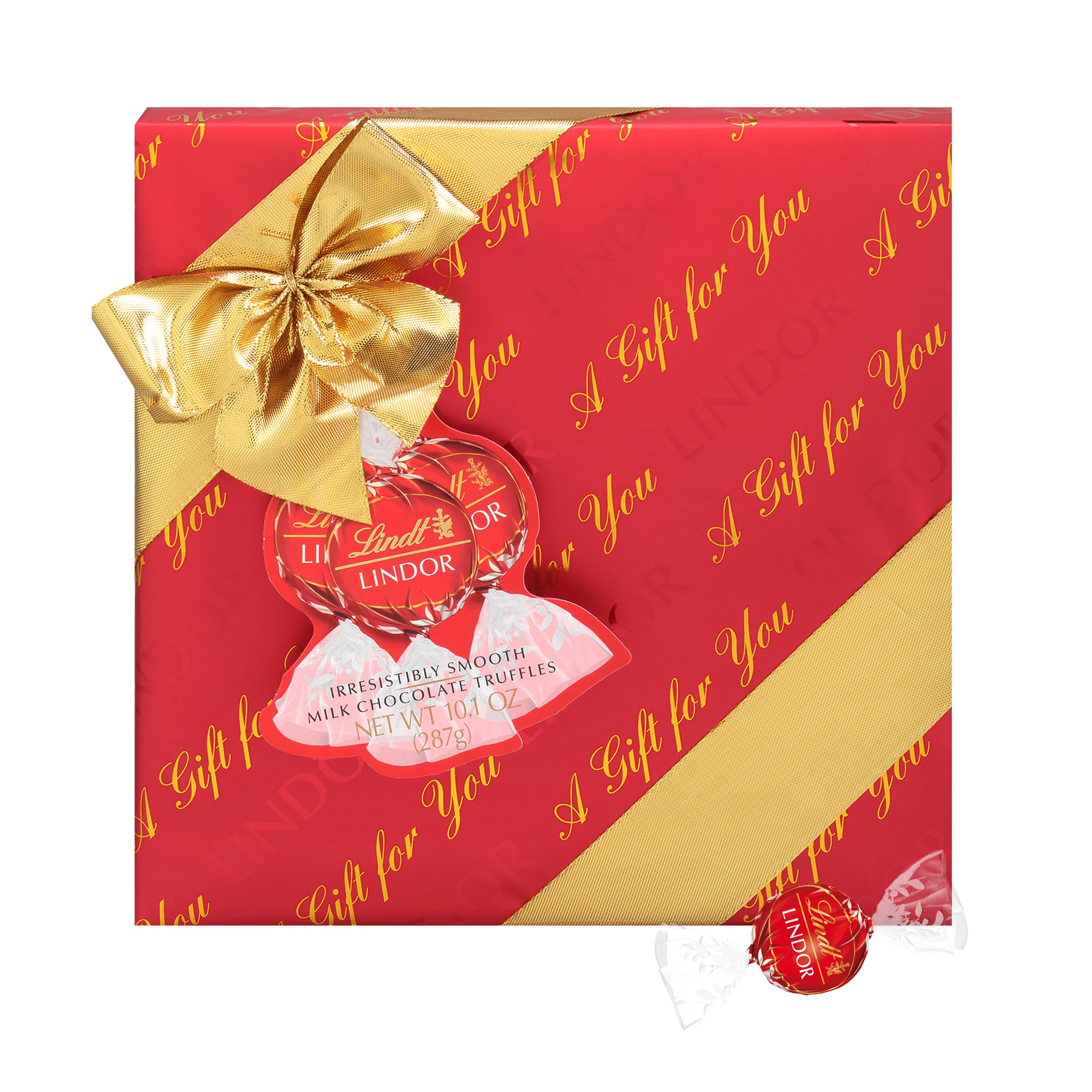 Lindt LINDOR Holiday Milk Chocolate Truffles Wrapped Gift Box, 10.1 oz.