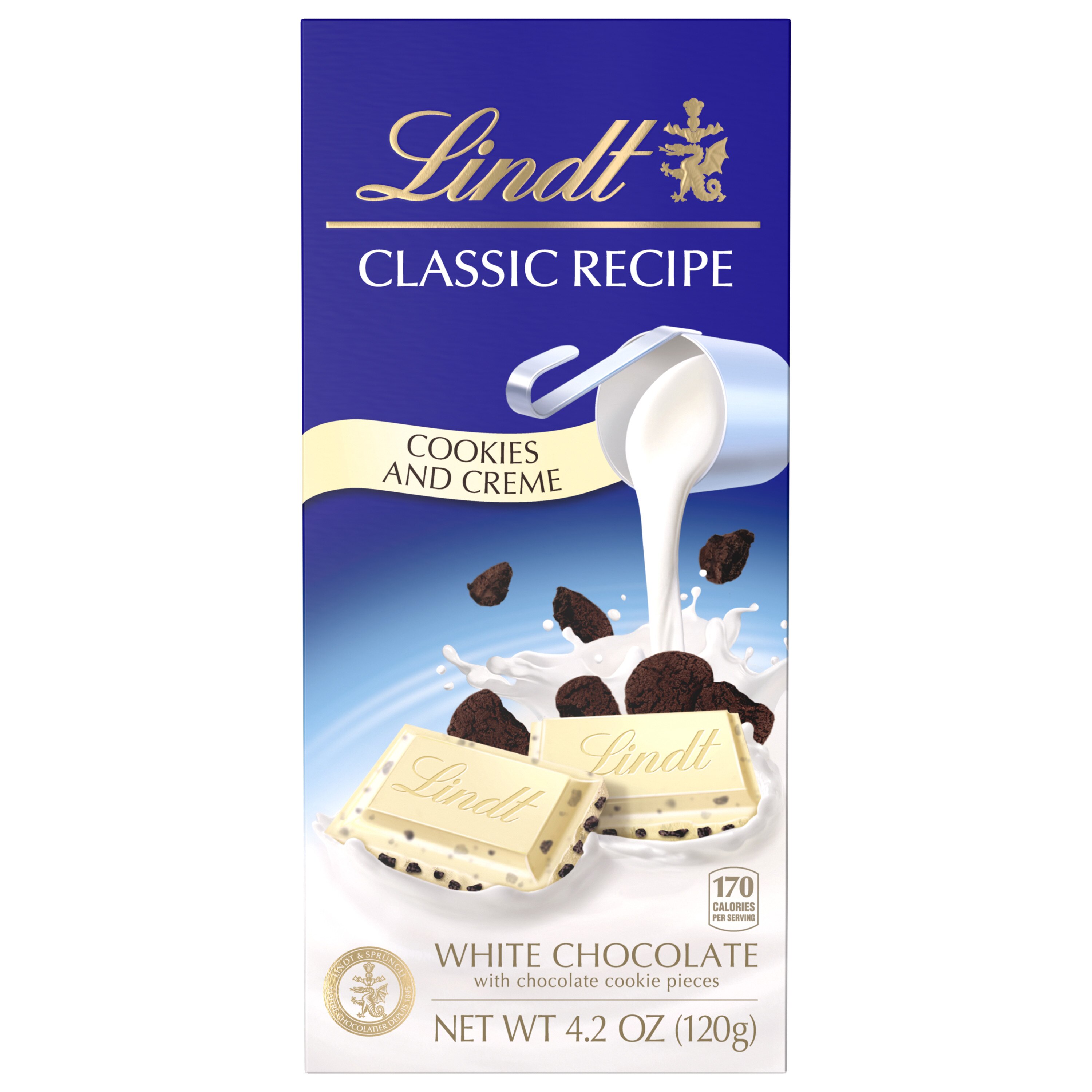 Lindt CLASSIC RECIPE Cookies and Creme White Chocolate Bar, 4.2 OZ