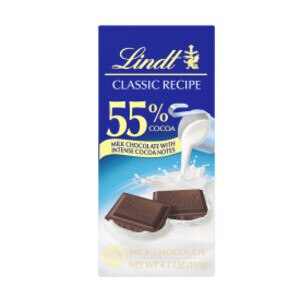  Lindt CLASSIC RECIPE 55% Cocoa Milk Chocolate Bar, 4.1 OZ 