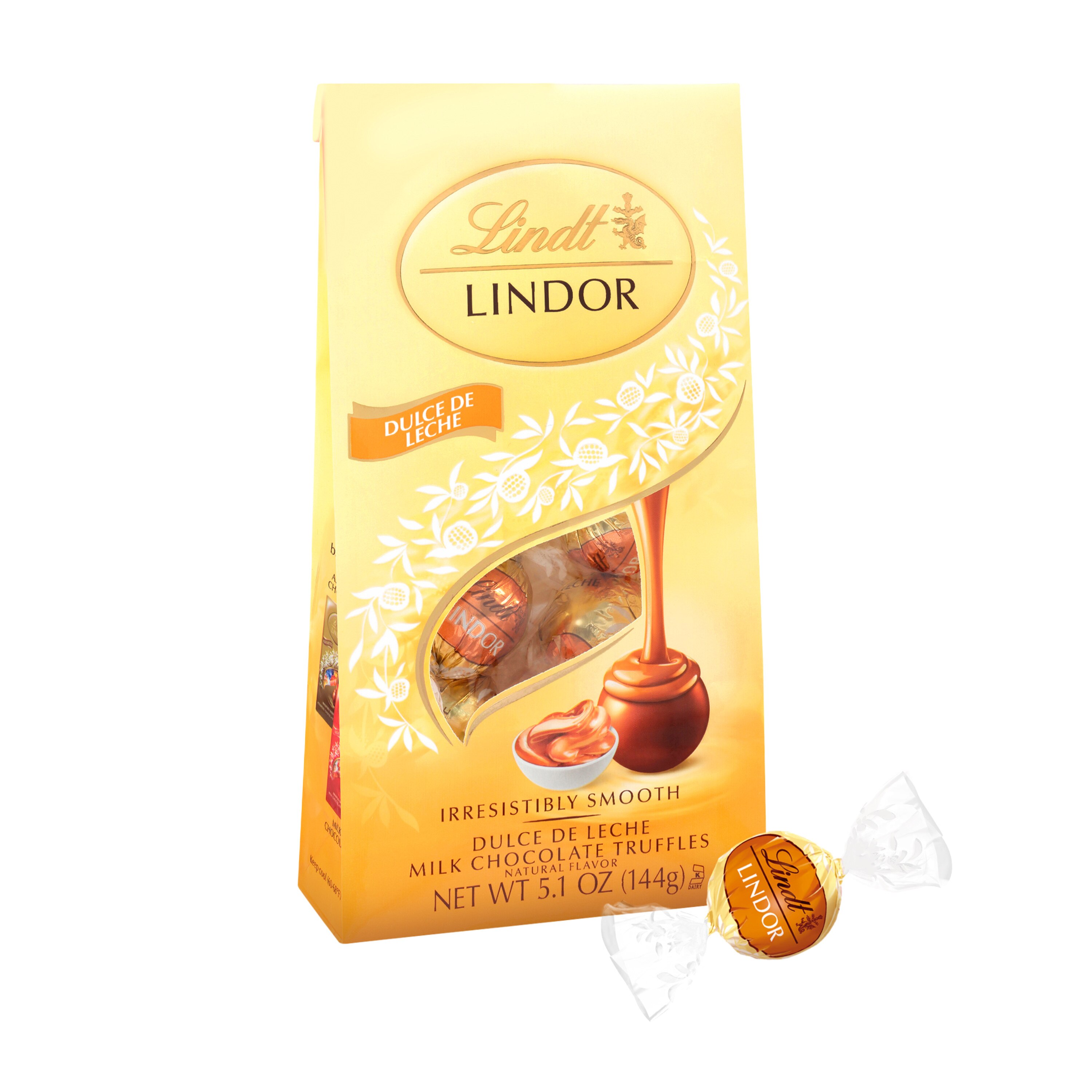 Lindt Lindor Dulce de Leche Milk Chocolate Candy Truffles, Melting Truffle Center, Bag, 5.1 oz