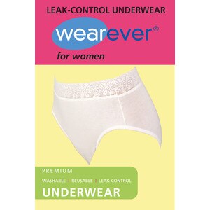  Wearever Women's Lace Trim and Cotton Incontinence White Panty 