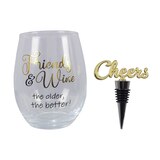 Young's Wine Glass W Topper Friends 20 oz, thumbnail image 2 of 4
