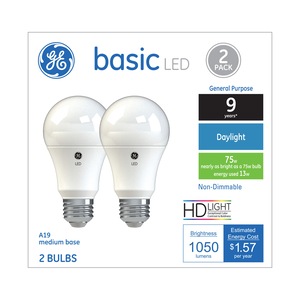Voksen Illustrer Prædike GE Basic Daylight LED 75W Replacement White General Purpose A19 Light Bulbs,  2 ct | Pick Up In Store TODAY at CVS