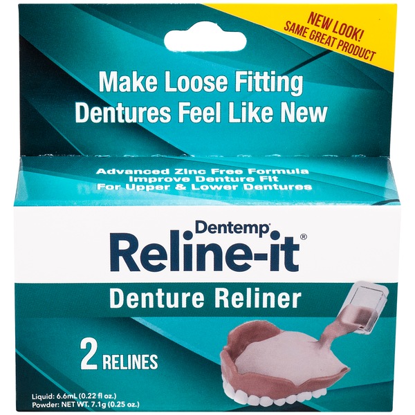 Dentemp Reline-it Denture Reliner for Upper and Lower Dentures, Zinc-Free