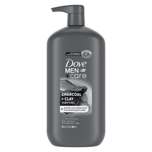 Dove Men+Care Body Wash, Purifying Charcoal + Clay, 30 OZ