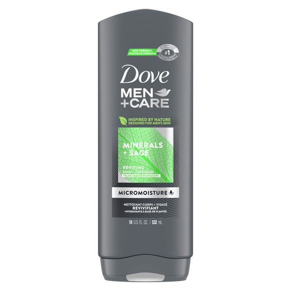 Dove Men+Care Elements Charcoal + Clay Body Wash, 18 OZ