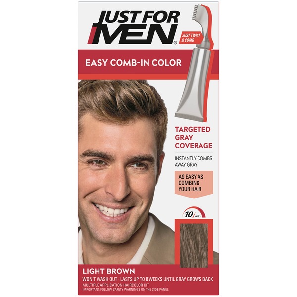 Just For Men Easy Comb-In Color Targeted Gray Coverage Hair Color, Real Black