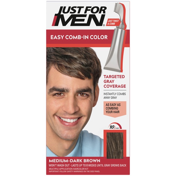 Just For Men Easy Comb-In Color Targeted Gray Coverage Hair Color, Real Black
