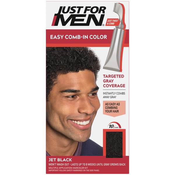 Just For Men Easy Comb-In Color Targeted Gray Coverage Hair Color, Real Black
