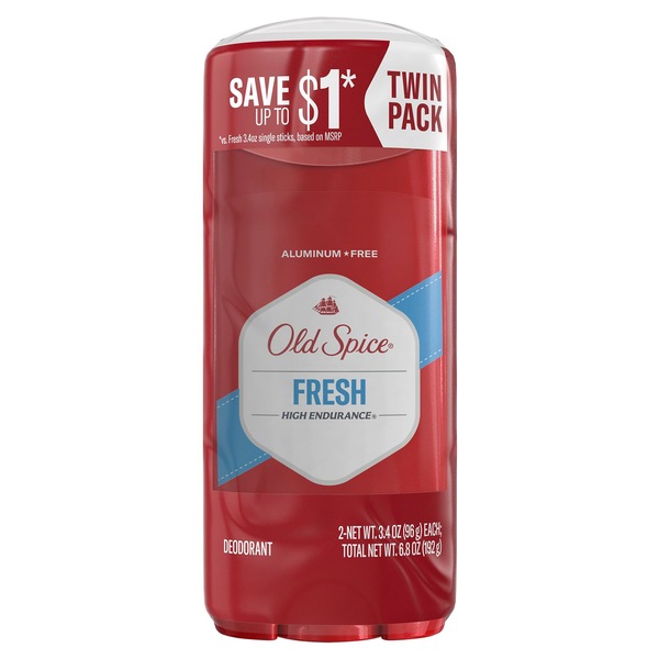 Old Spice High Endurance Deodorant Stick, Fresh, 3.4 OZ, 2 Pack