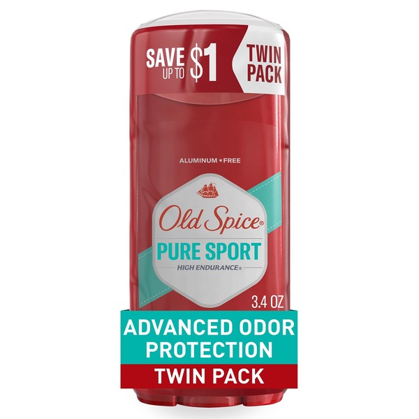 Old Spice High Endurance Deodorant Stick, Pure Sport, 3.4 OZ, 2 Pack