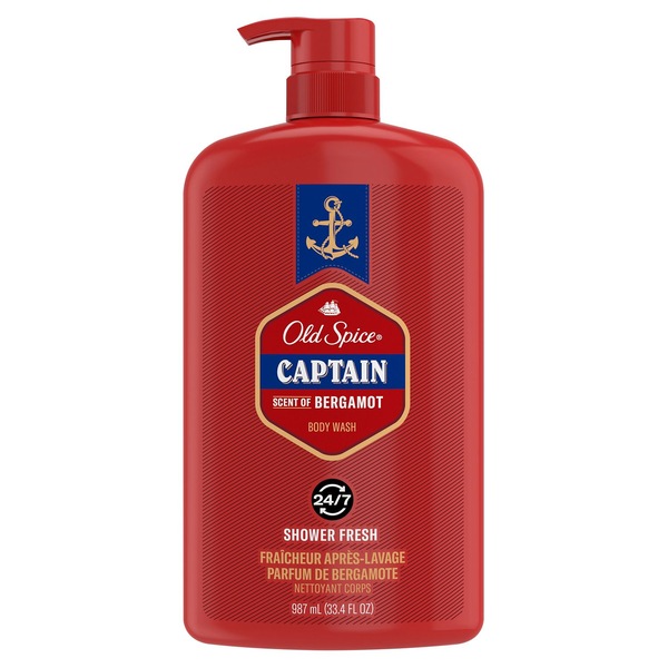 Old Spice Body Wash, Captain with Scent of Bergamot, 33.4 OZ