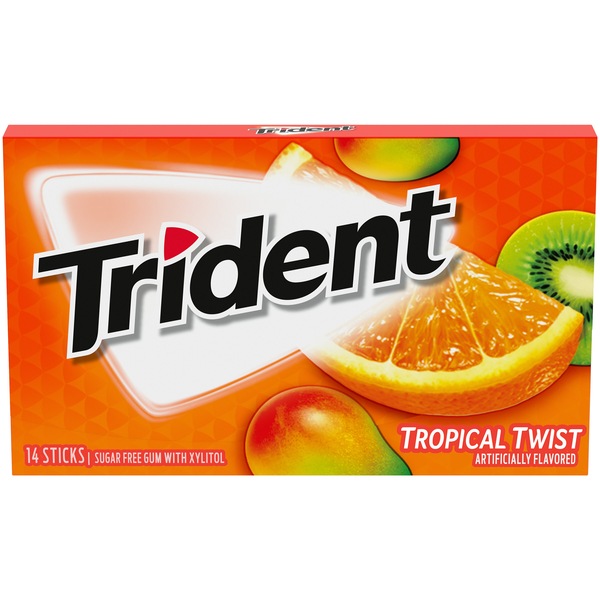 Trident Sugar Free Gum, Tropical Twist, 14 ct