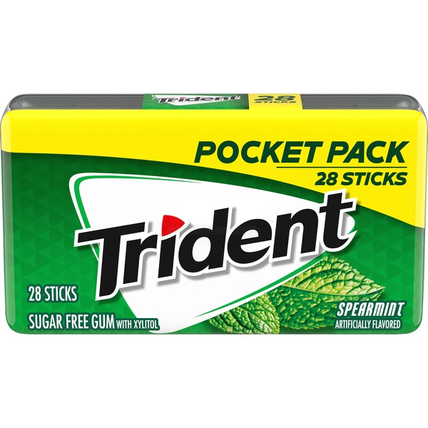 Trident Spearmint Sugar Free Gum Pocket Pack, 28 ct