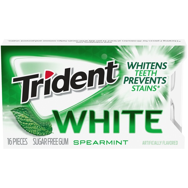 Trident White Spearmint Sugar Free Gum Dual Tear Pack, 16 ct