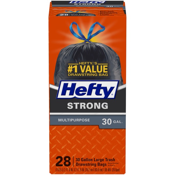 Hefty Extra Strong Multipurpose Large Trash Bags 30 Gallon, 28 ct