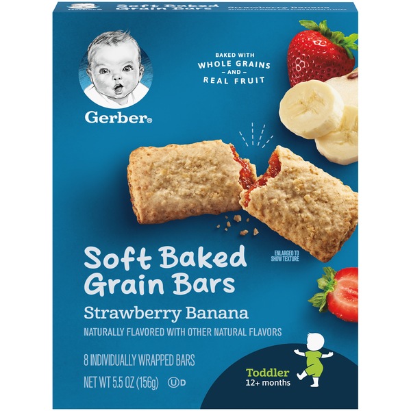 Gerber Soft Baked Grain Strawberry Banana Bars, 8 CT