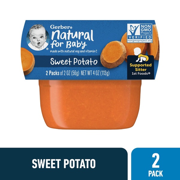 (Pack of 2) Gerber 1st Foods Sweet Potato Baby Food, 2 oz Tubs
