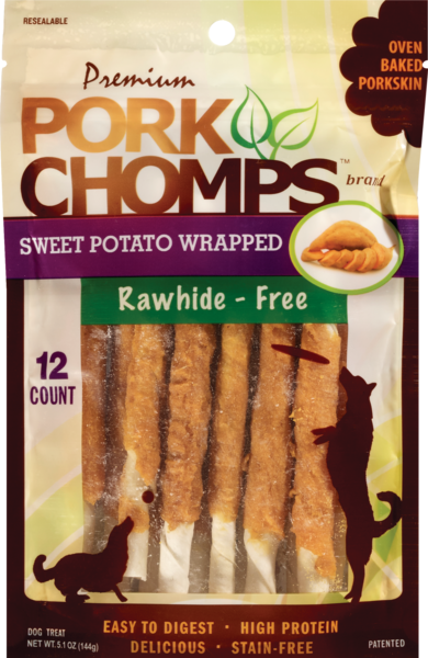 Pork Chomps Mini Twistz Sweet Potato Wrapped Dog Treats, 12CT
