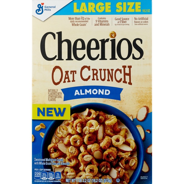Cheerios Oat Crunch Almond Breakfast Cereal, 18.2 oz