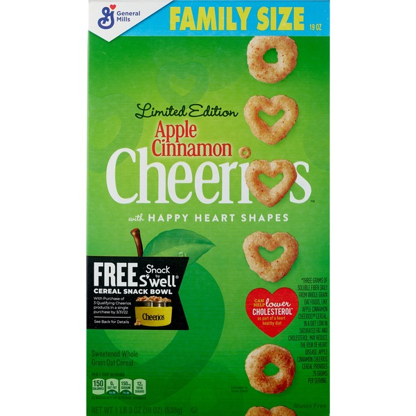 Apple Cinnamon Cheerios Breakfast Cereal Family Size, 19 oz