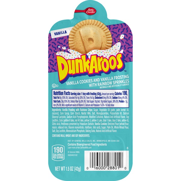 DunkAroos Vanilla Cookies and Vanilla Frosting with Rainbow Sprinkles, 1.5 OZ